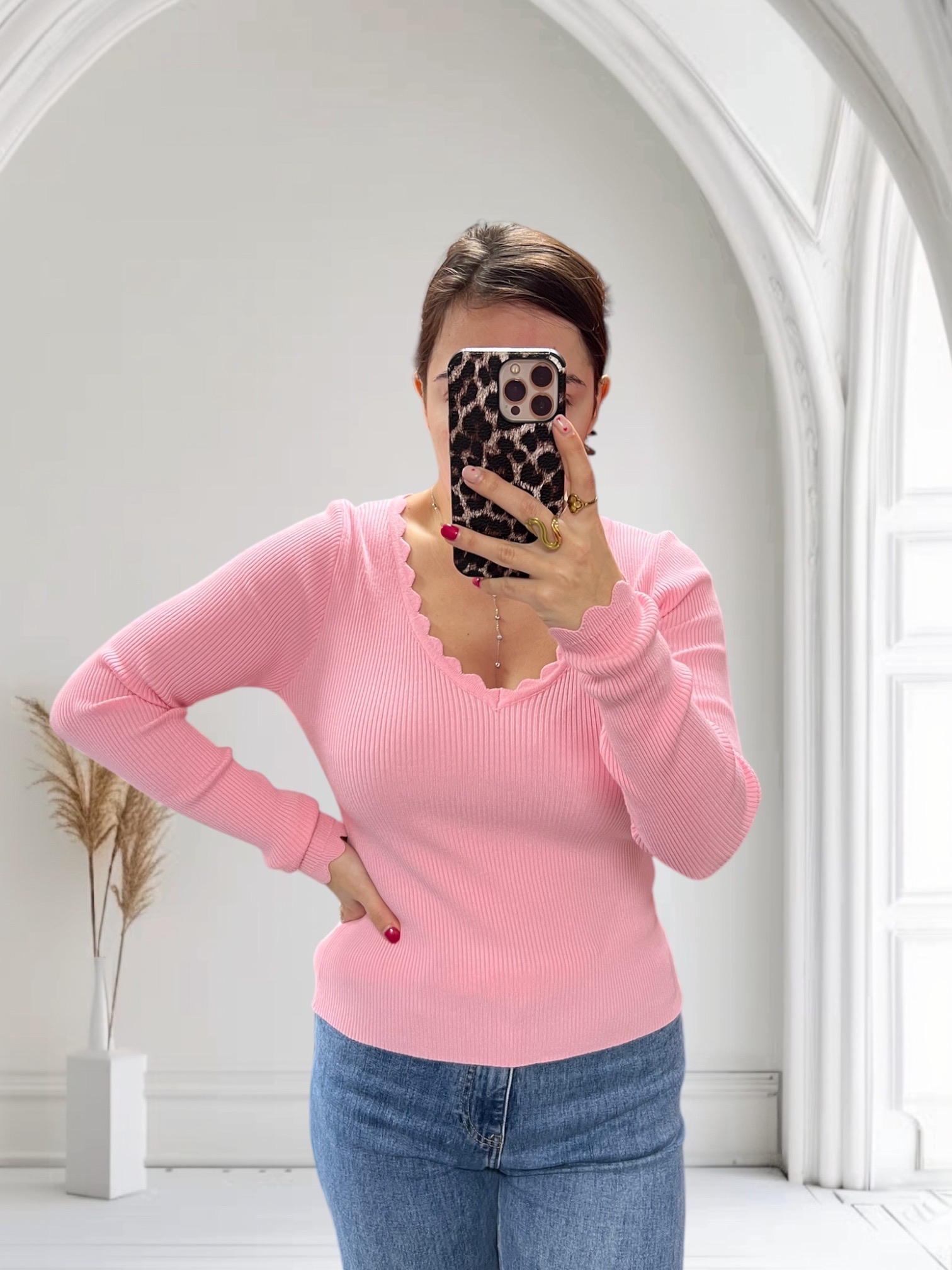 Pull chaussette rose pâle Romy