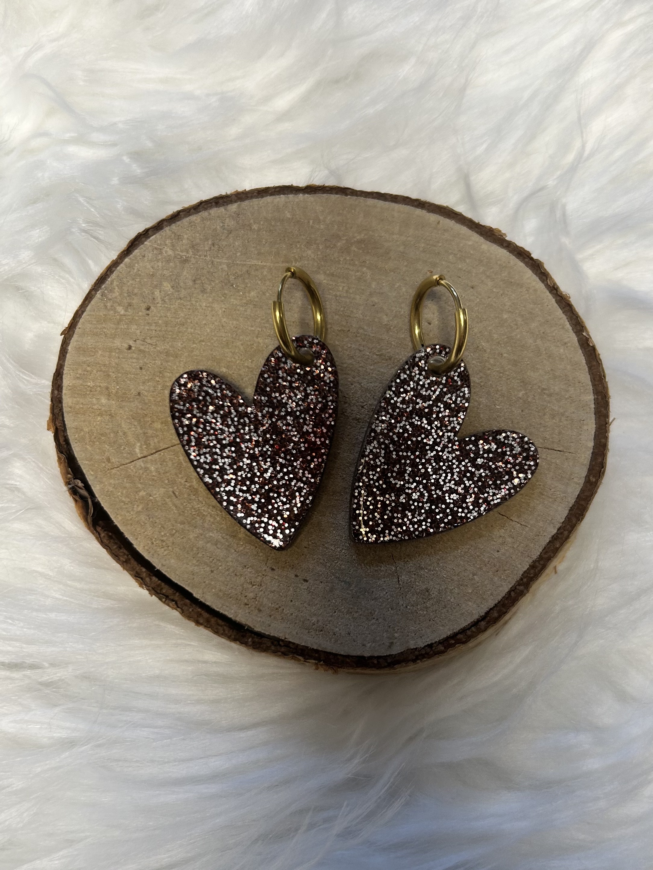 Boucles d'oreilles coeur chocolat 