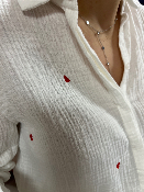 Blouse coton coeur rouge 