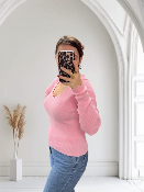 Pull chaussette rose pâle Romy