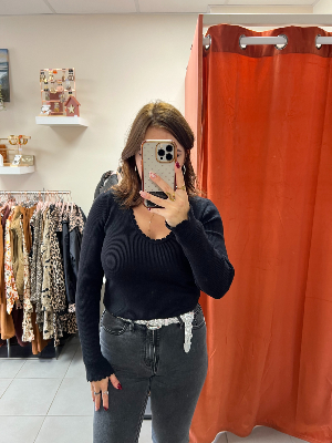 Pull chaussette noir Romy
