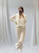 Pantalon fluide beige/dorée 