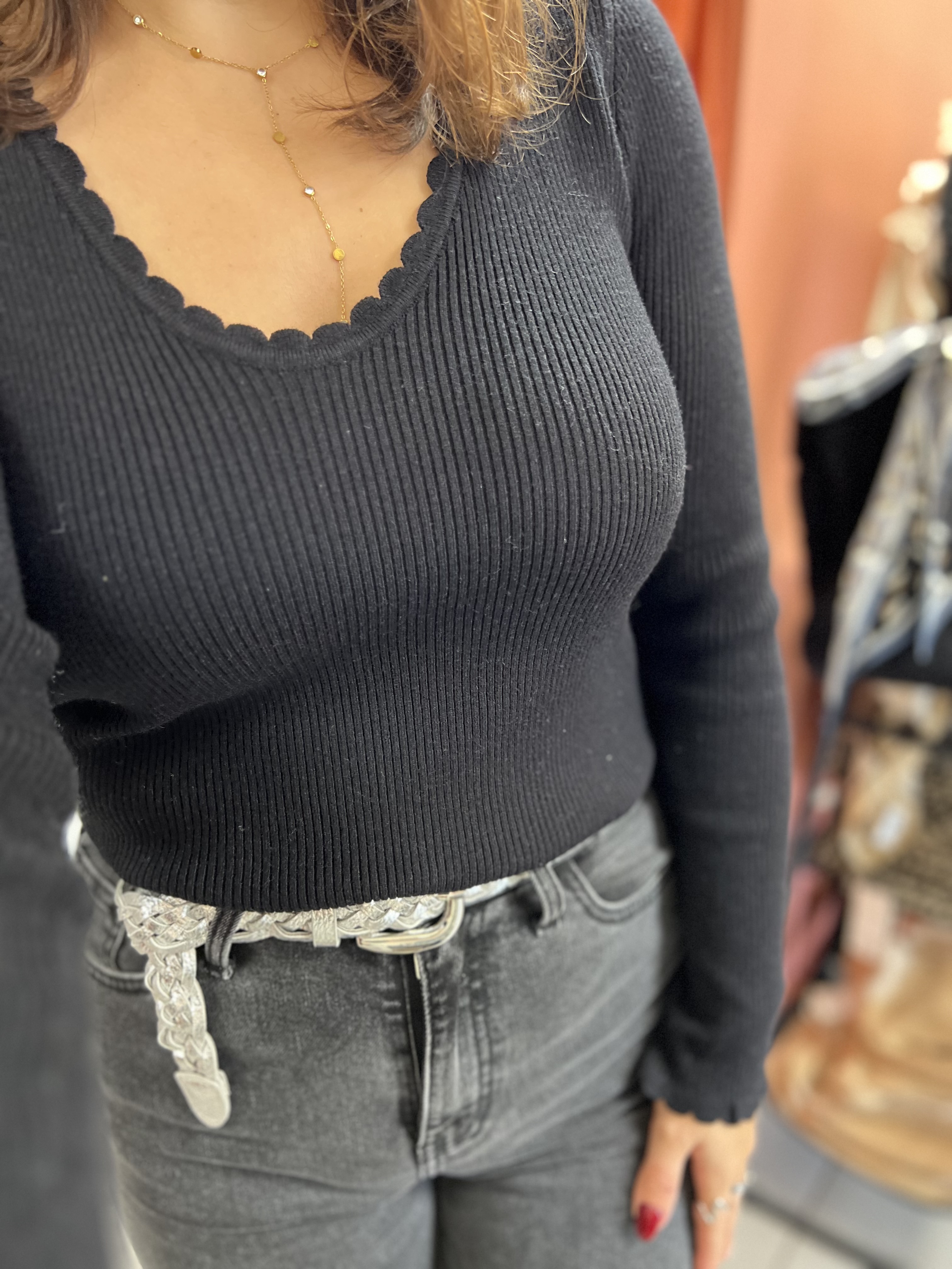 Pull chaussette noir Romy