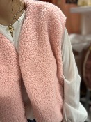 Veste sans manche moumoute rose