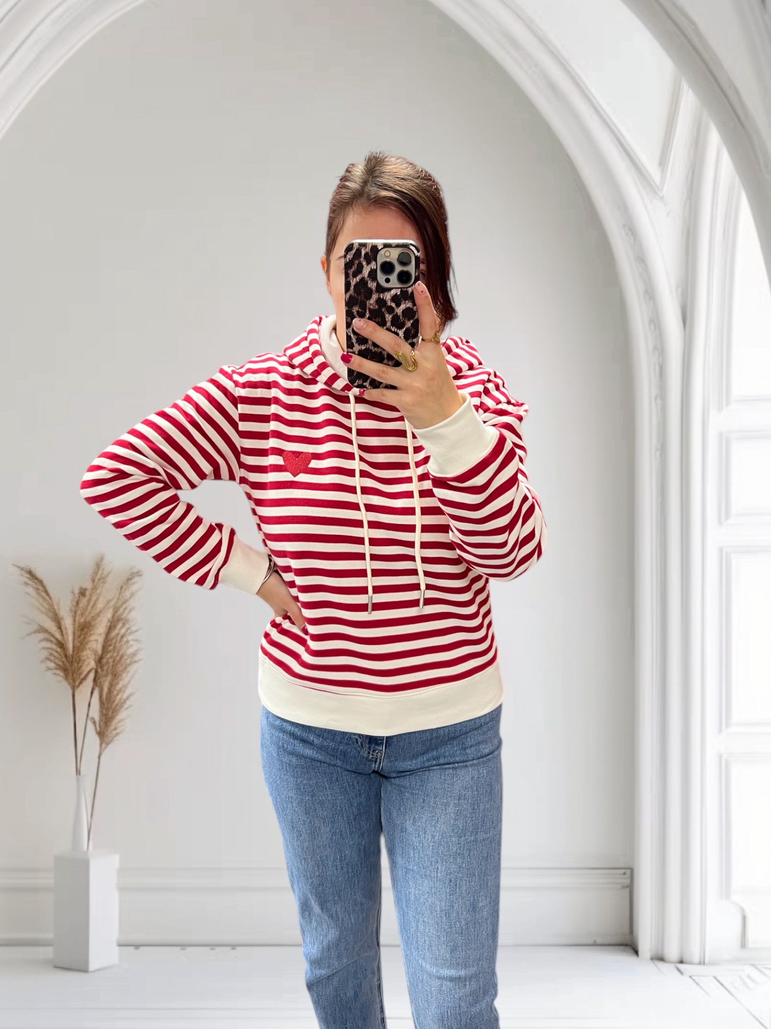 Sweat marinière rouge 