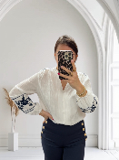 Blouse broderie bleu marine 